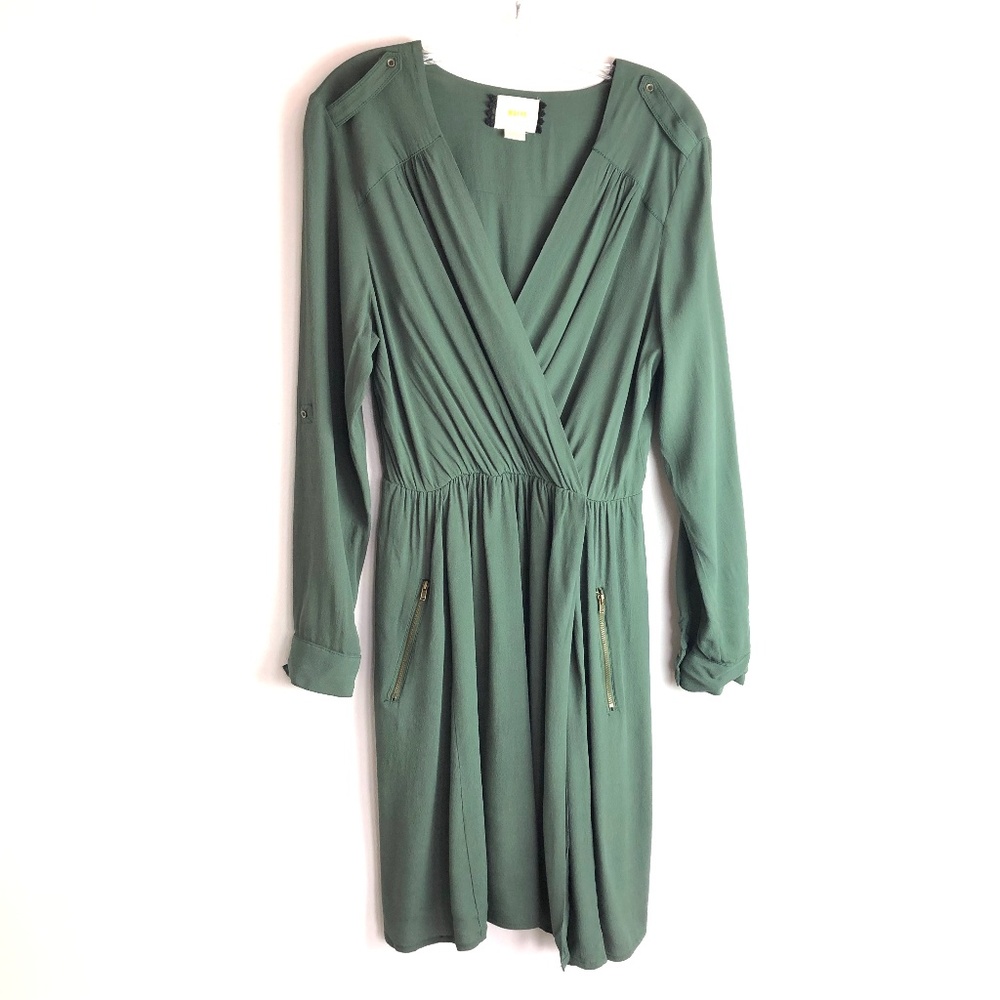 Anthropologie Maeve Olive Green Lene Dress - Picture 2 of 8